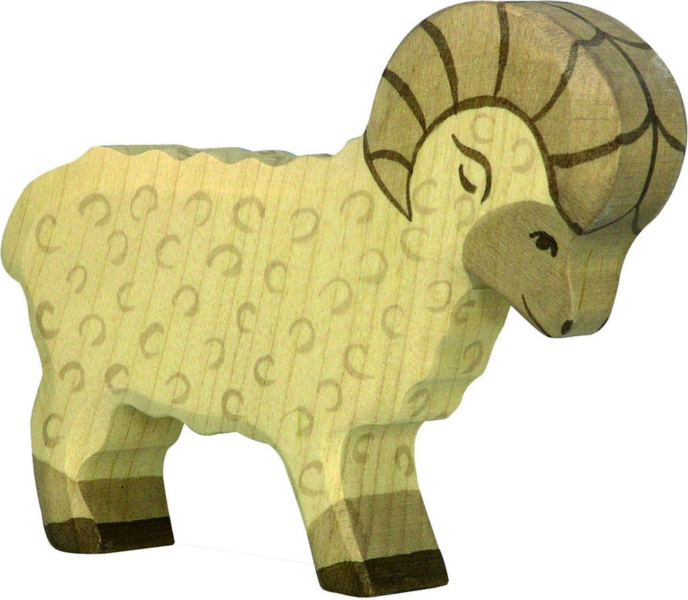 Holztiger boerderij - ram - 12x2x10cm - houten figuur - handgemaakt
