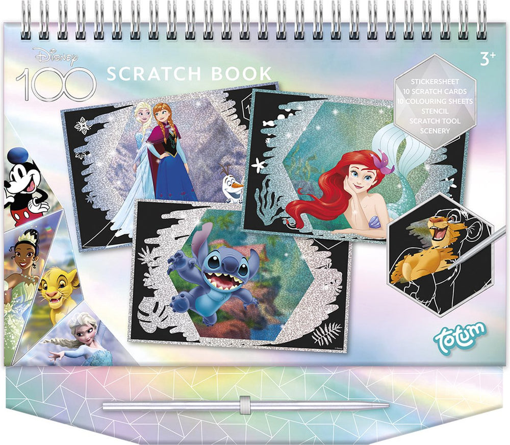 Totum disney 100 krasplaten sticker en kleurboek scratch art disney classics limited edition jubileum editie 100 jarig bestaan disney