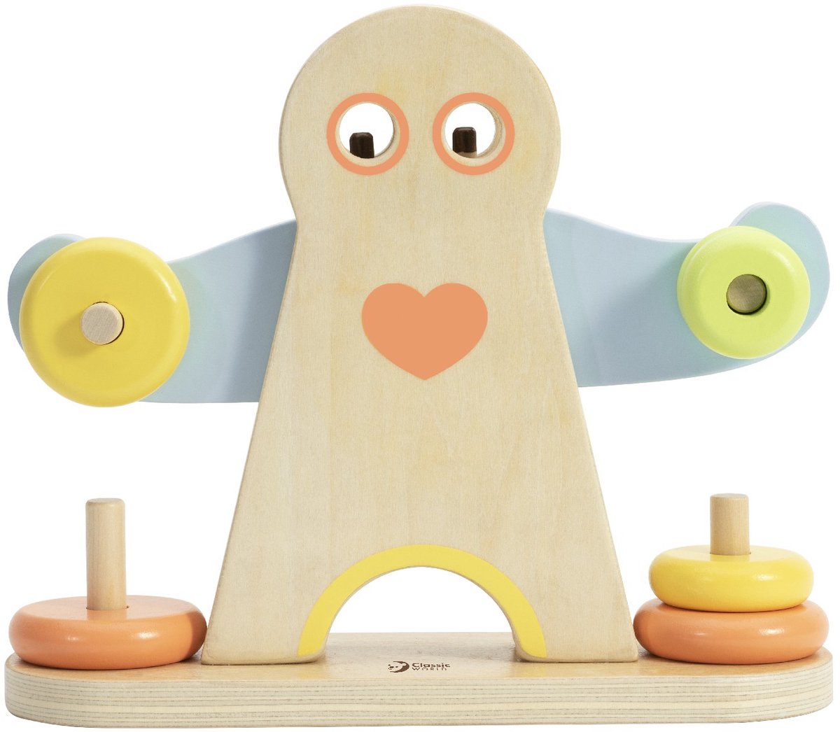 Klassieke houten herculesweegschaal, 7dlg.