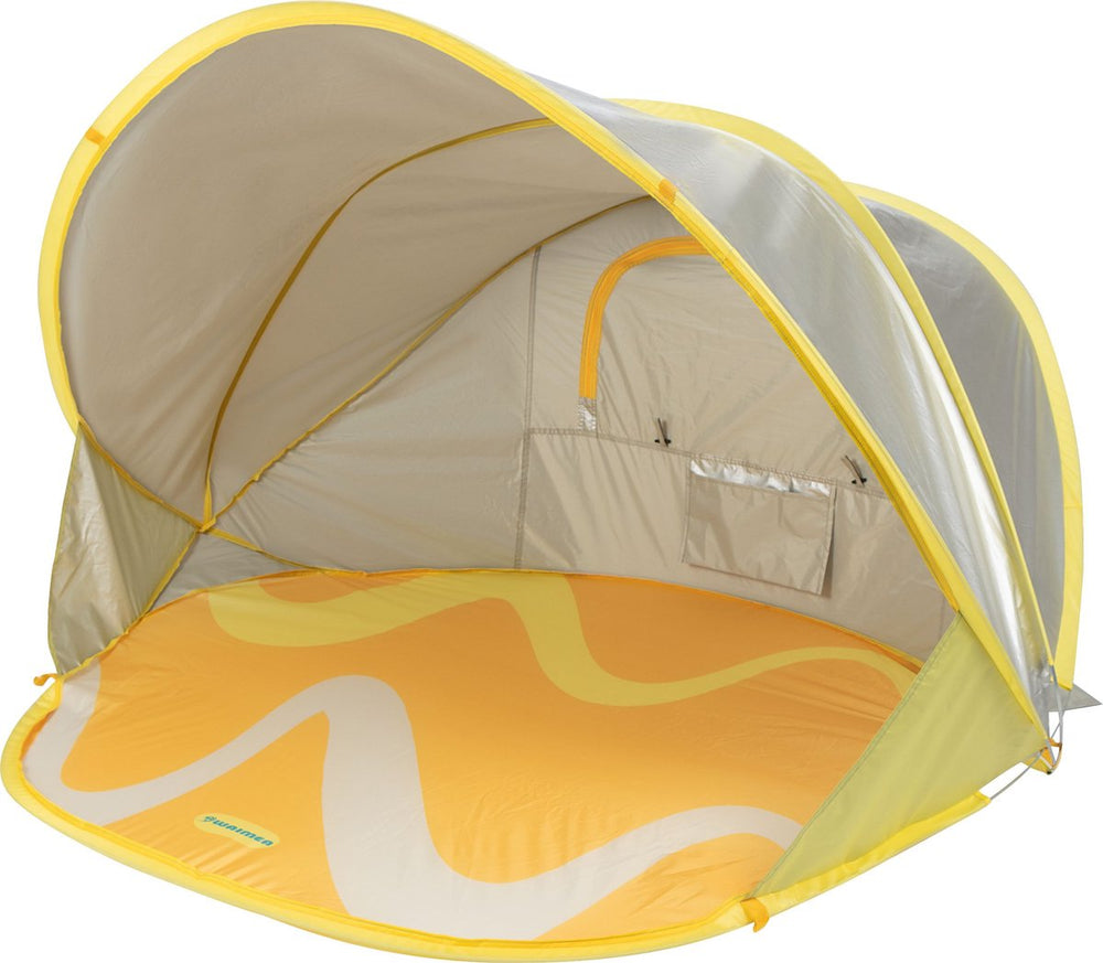 Waimea pop-up strandtent - geel - 130 x 130 x 100 cm - upf50+ - reflecterend