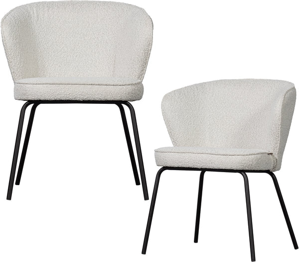 Woood admit eetkamerstoelen - bouclé - naturel - set van 2