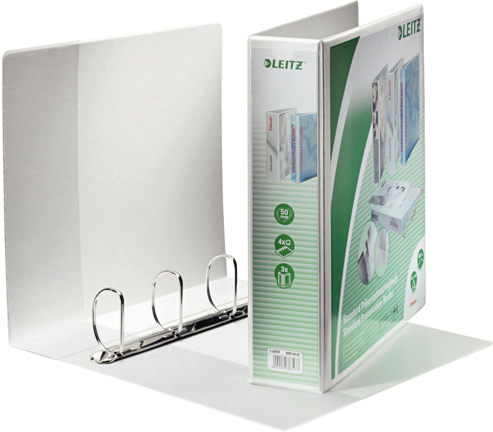 Leitz presentatie ringband a4 extra breed wit vier d ringen