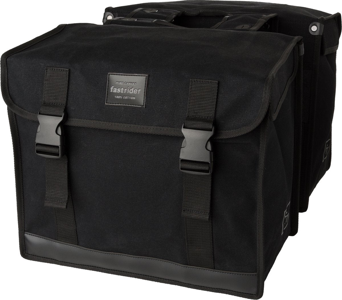 Fastrider canvas hybride 94 dubbele fietstas zwart 56l - afgeschuind - waterafstotend canvas - reflecterend - geschikt voor e-bike