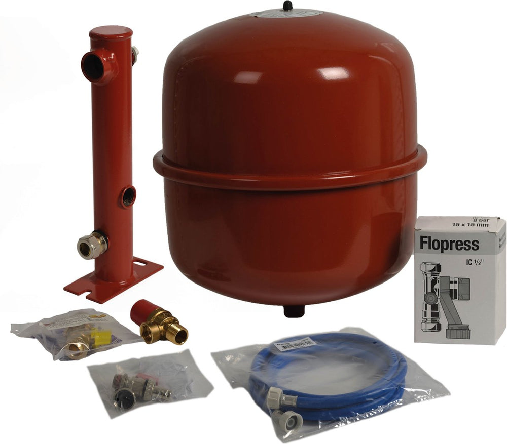 Plieger ketelaansluitset - expansievatset - 4-gats - 1.0 bar voordruk - 18 liter - rood