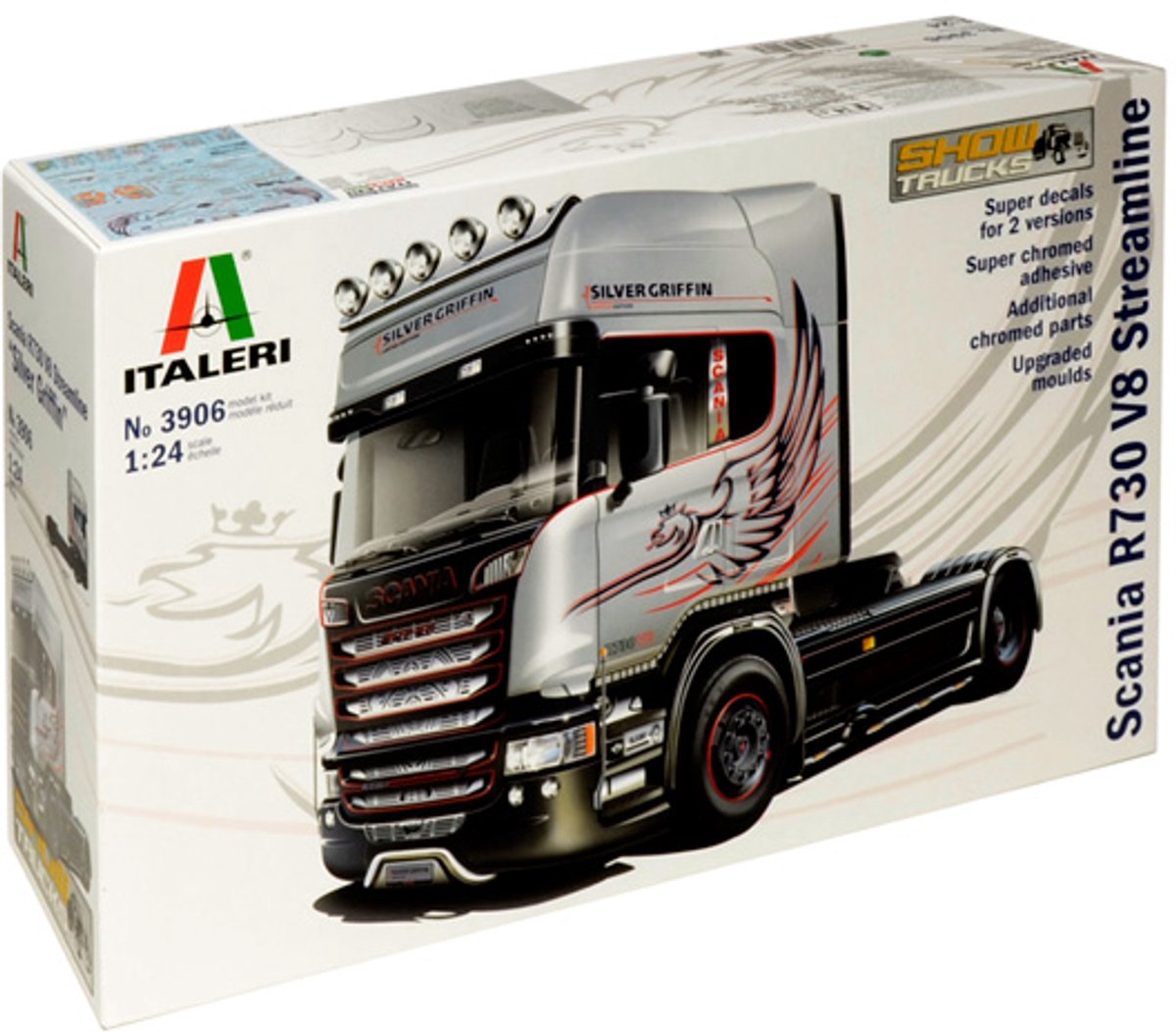 Italeri 3906 scania r730 v8 streamline “silver griffin” 1:24