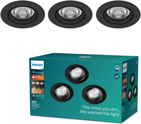 Philips impala inbouwspot - 3-lichts - zwart - rond