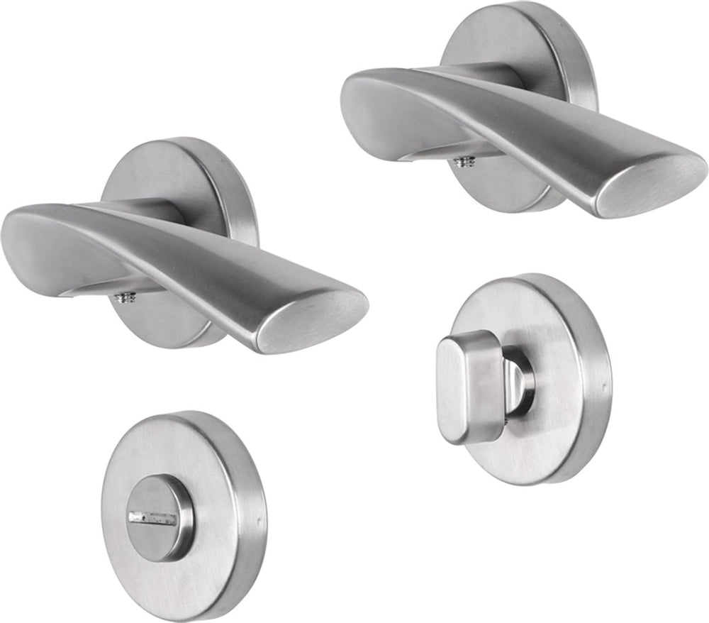 Impresso deurkruk - wigston - voor binnen - rond met rond toiletrozet - rvs - 2 stuks