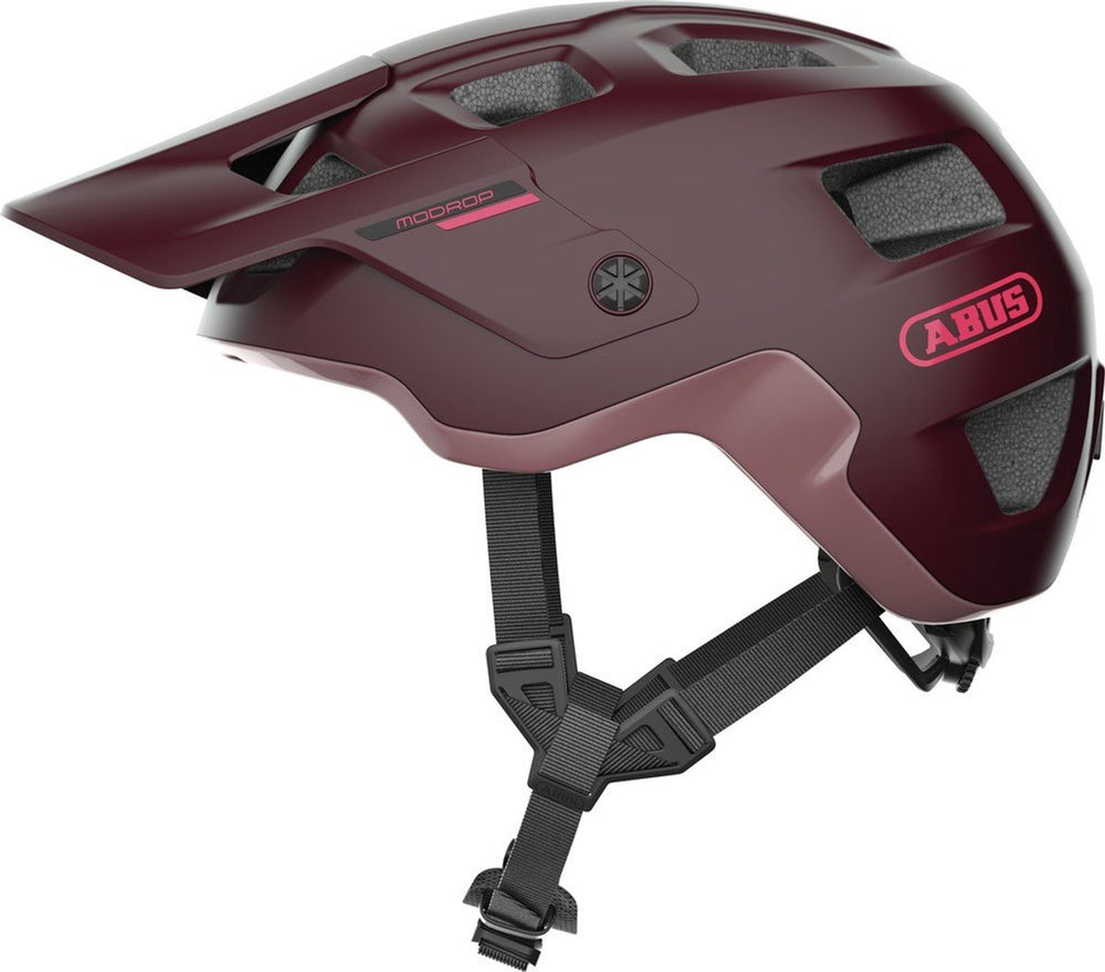Abus fietshelm modrop wildberry red m - 54-58 cm - rood - geschikt voor gebruik op mountainbikes - 335 g