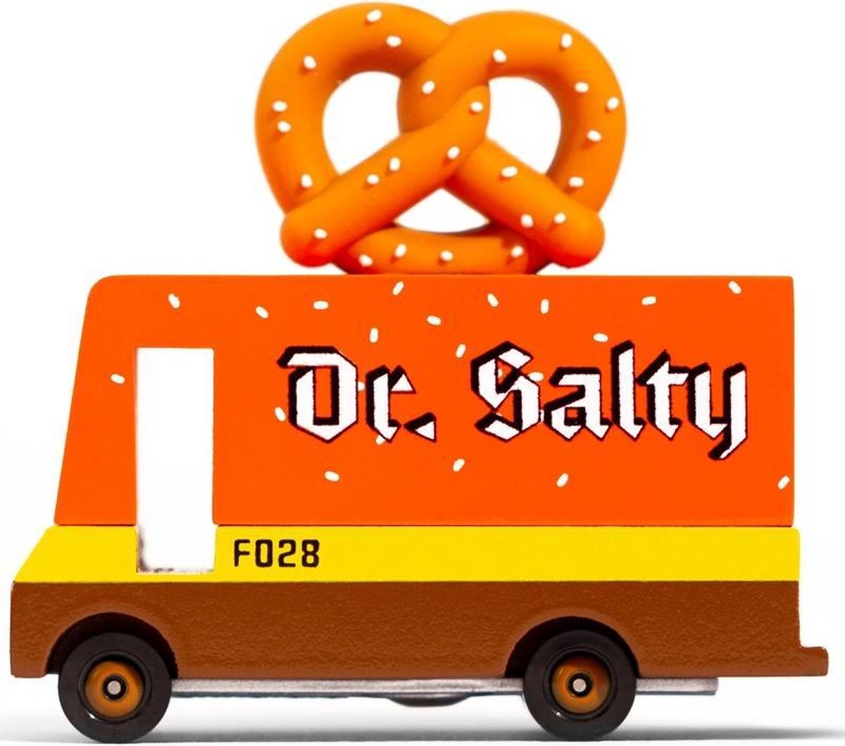 Candylab toys candycar vans: pretzel van - dr. salty (f028) 8,4x4,1x6,5cm, wooden diecast, in giftbox, 3+