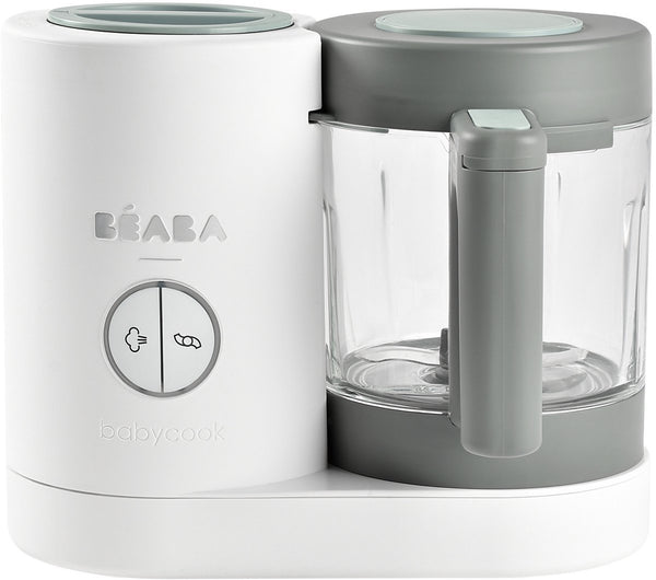 Béaba babycook neo foodprocessor - stomen, mixen, ontdooien en opwarmen in eén toestel - glazen kom van 1250 ml en inox mand van 1000 ml - tot 4 porties van 150 g - licht- en geluidssignaal bij einde cyclus - grijs