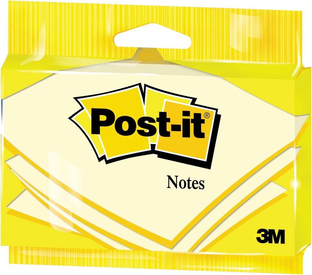 Post-it notes, 100 vel, ft 76 x 127 mm, geel, op blister
