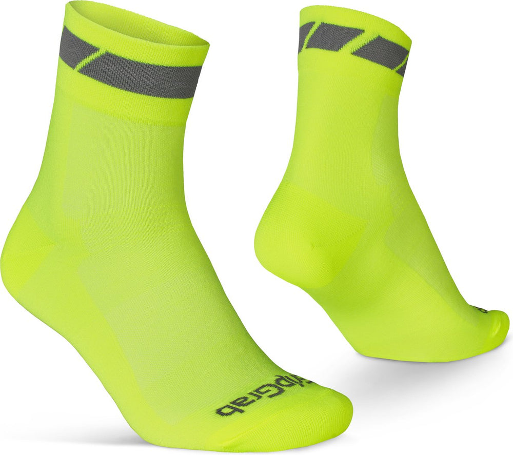Gripgrab - classic regular cut zomer fietssokken 1 paar coolmax wielersport sokken - geel hi-vis - unisex - maat xs (35-38)