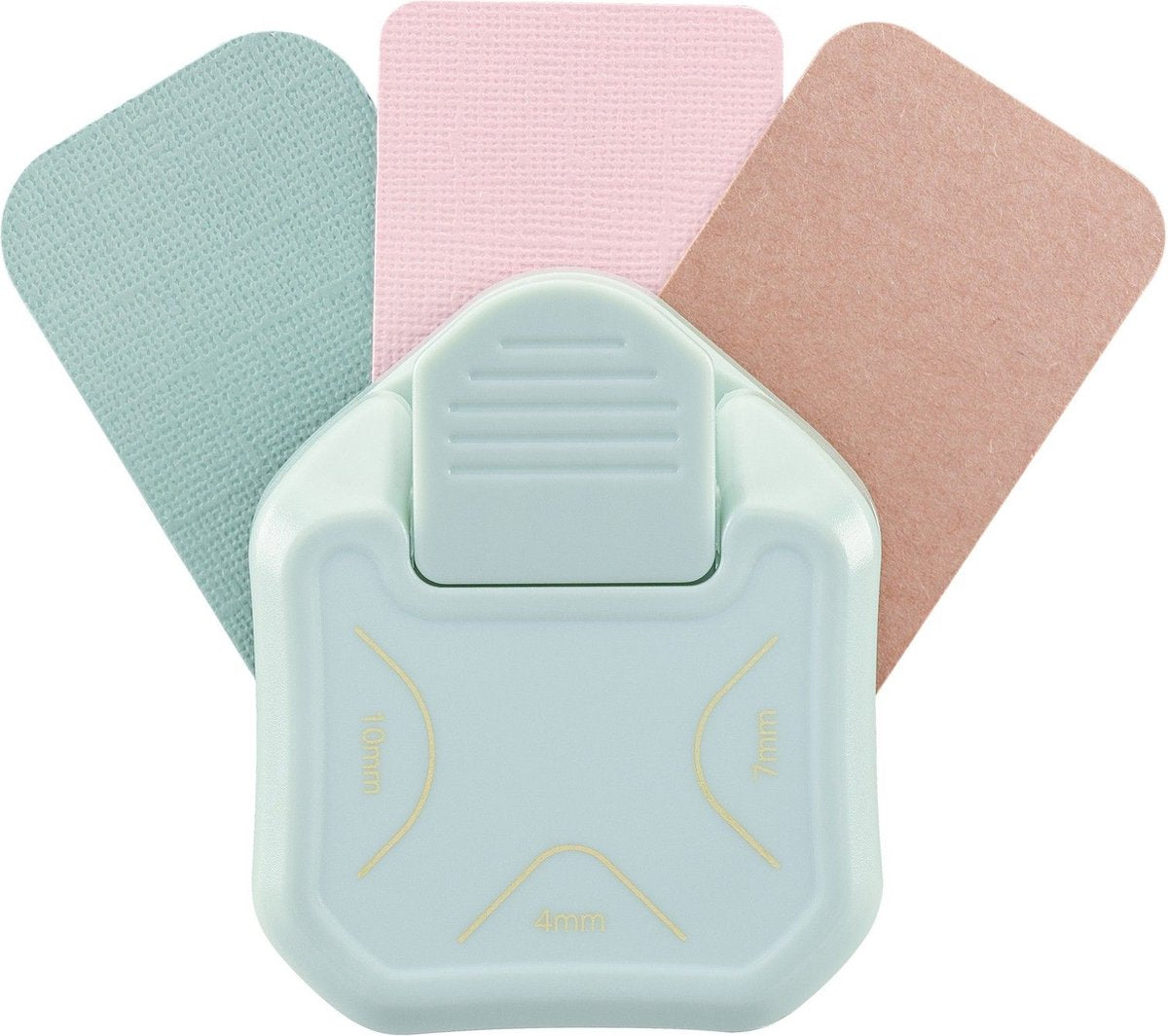 Vaessen creative pons - hoekpons - 3 in 1 label pons - 4, 7, en 10 mm - mint