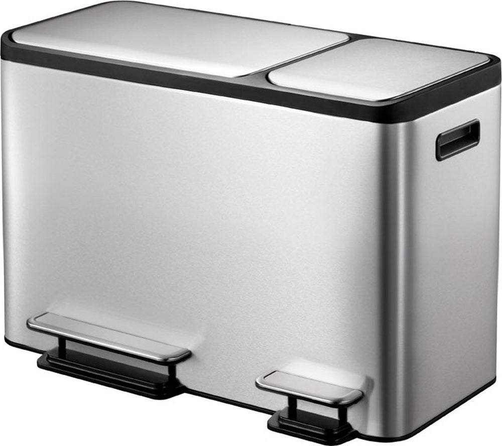 Eko - ecocasa recycler pedaalemmer 24+12 liter - stainless steel plastic - mat rvs - prullenbak