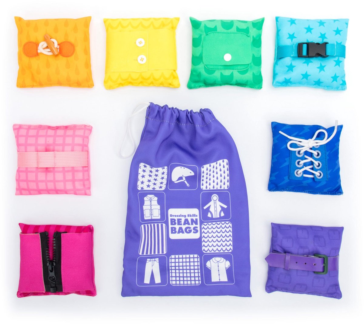 Learning resources educatief speelgoed - dressing skills bean bags multicolor. - 3+