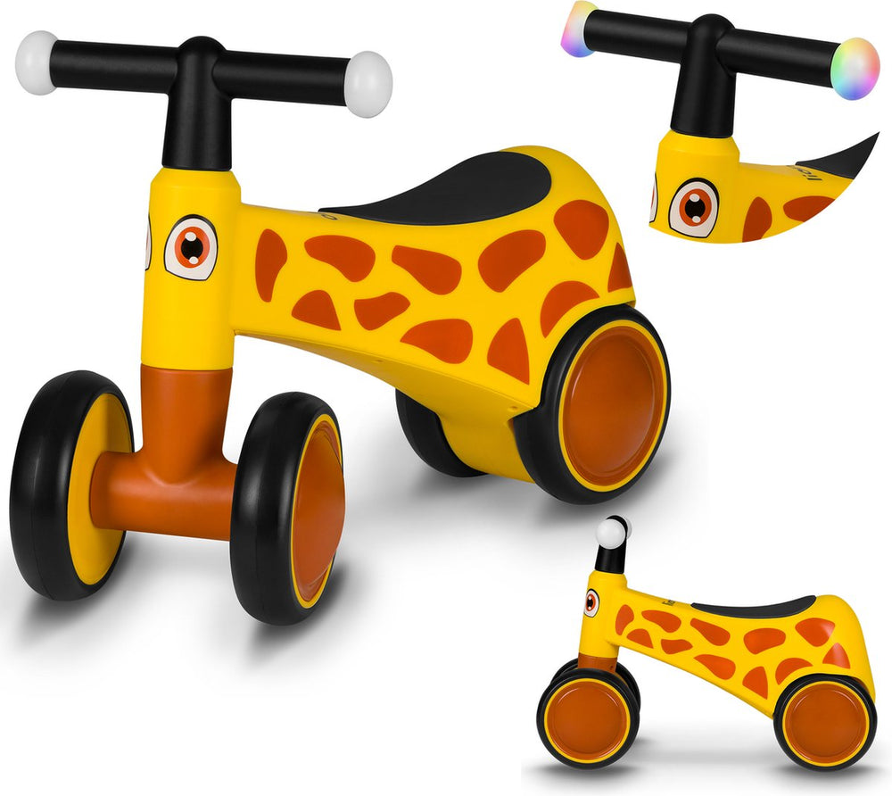 Lionelo sammy loopfiets – 4 wielen – verlichting in handvatten – vanaf 1 jaar – extra comfortabel zadel – antislip handgrepen – ergonomisch ontwerp – kleurrijke diermotieven – jongens meisjes – zonder gereedschap te monteren