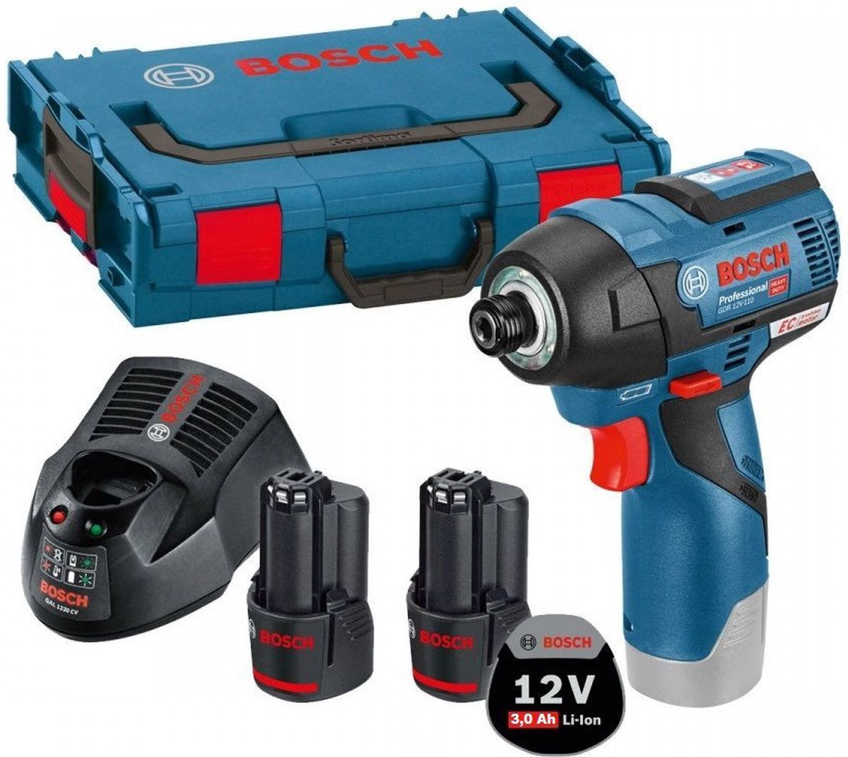 Bosch professional gdr 12v-110 accu slagschroevendraaier 110nm 12v 3.0ah in l-boxx - 06019e0005