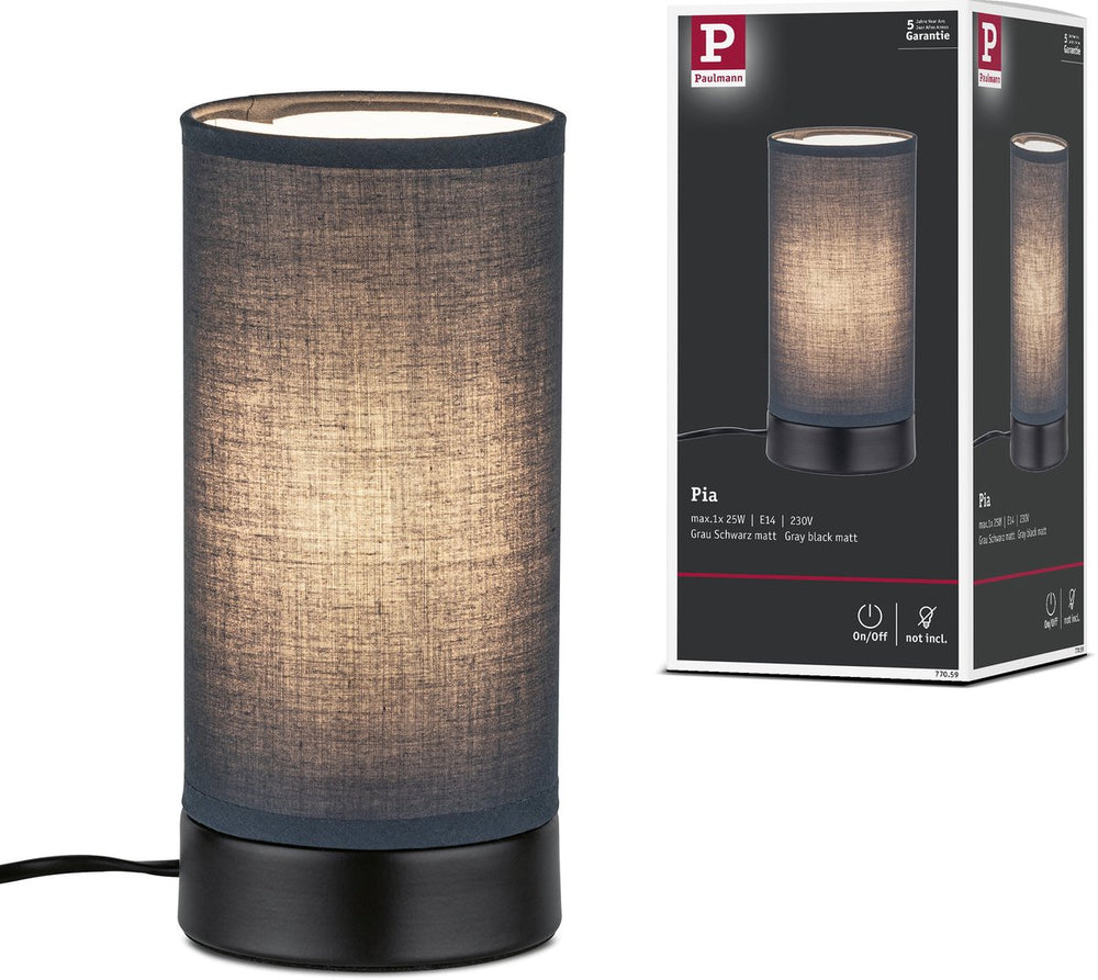 Paulmann led-tafellamp pia e14 max. 25w zwart mat