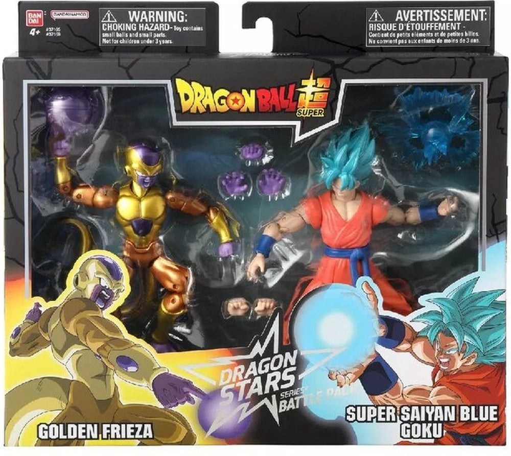 Bandai - dragon ball super - dragon stars beeldjes 17cm - battle pack - golden frieza vs super saiyan blue goku - officiële dragon ball-licentie - set van 2 beeldjes - speelgoed kind 4 jaar oud en + 37169