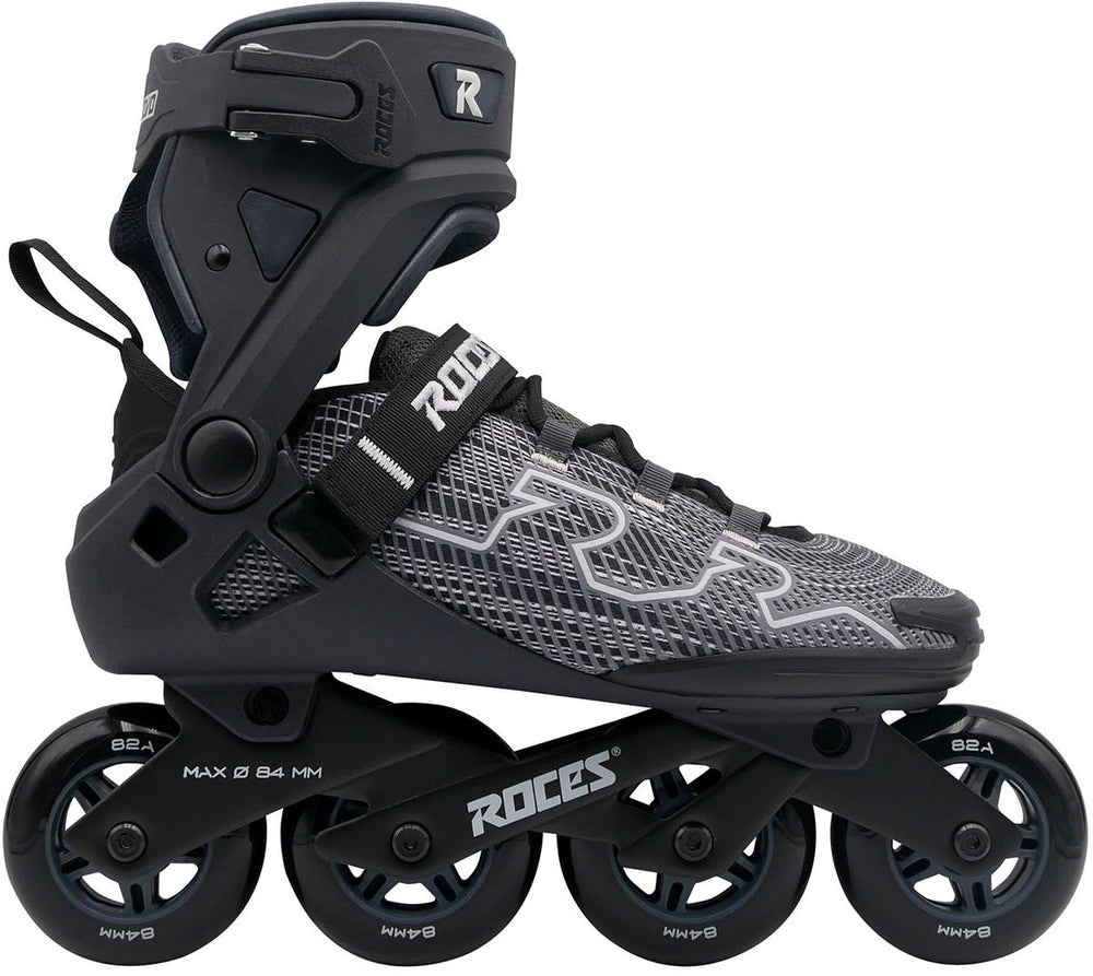 Roces r-evo 84 skeelers – 84mm – softboot – extra comfort stabiliteit – heel lock easy entry – abec-7 – fitness inline skates – heren dames – zwart antraciet – maat 38