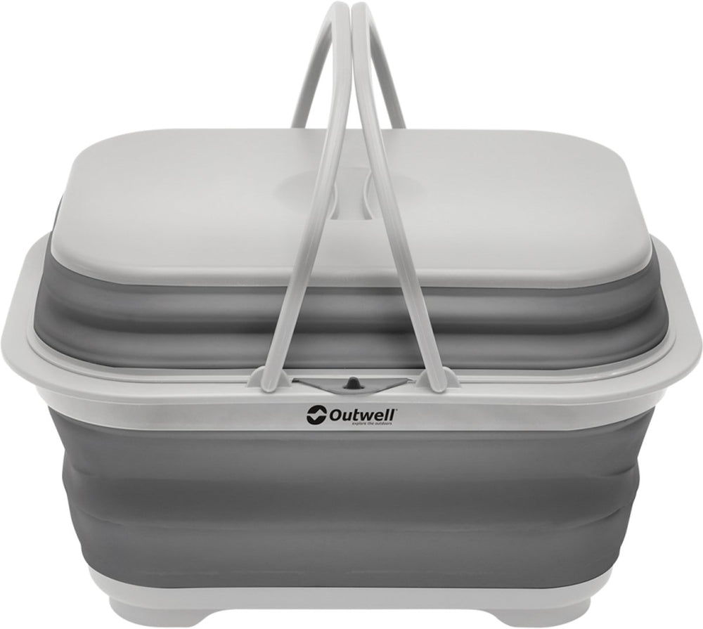 Outwell collaps washing base w handle lid afwasbak met deksel opvouwbaar siliconen grijs