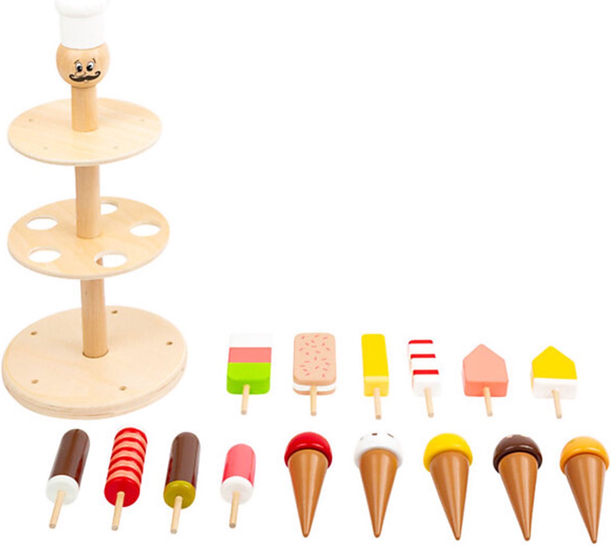 Small foot - wooden Luigi ice cream stand, 16 pcs.