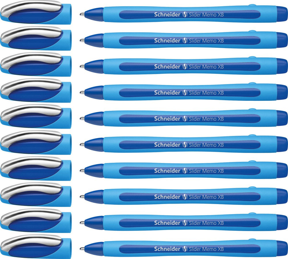Schneider schrijfwaren schneider balpen - slider memo - xb - 1,4mm - blauw - 10 stuks - s-150203-10