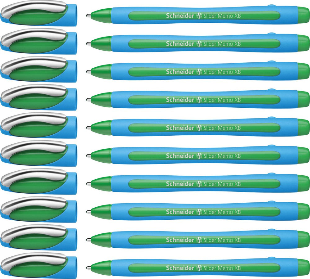 Schneider schrijfwaren schneider balpen - slider memo - xb - 1,4mm - groen - 10 stuks - s-150204-10