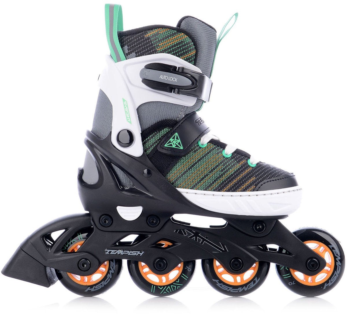 Tempish systent skeelers - inline skates - verstelbaar - zwart groen oranje - maat 37-40