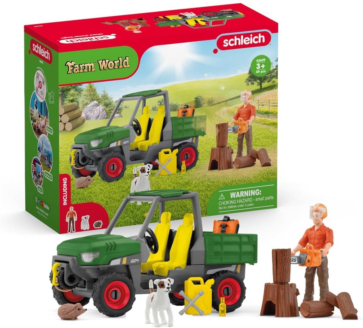 Schleich farm world houtzager met voertuig 42659