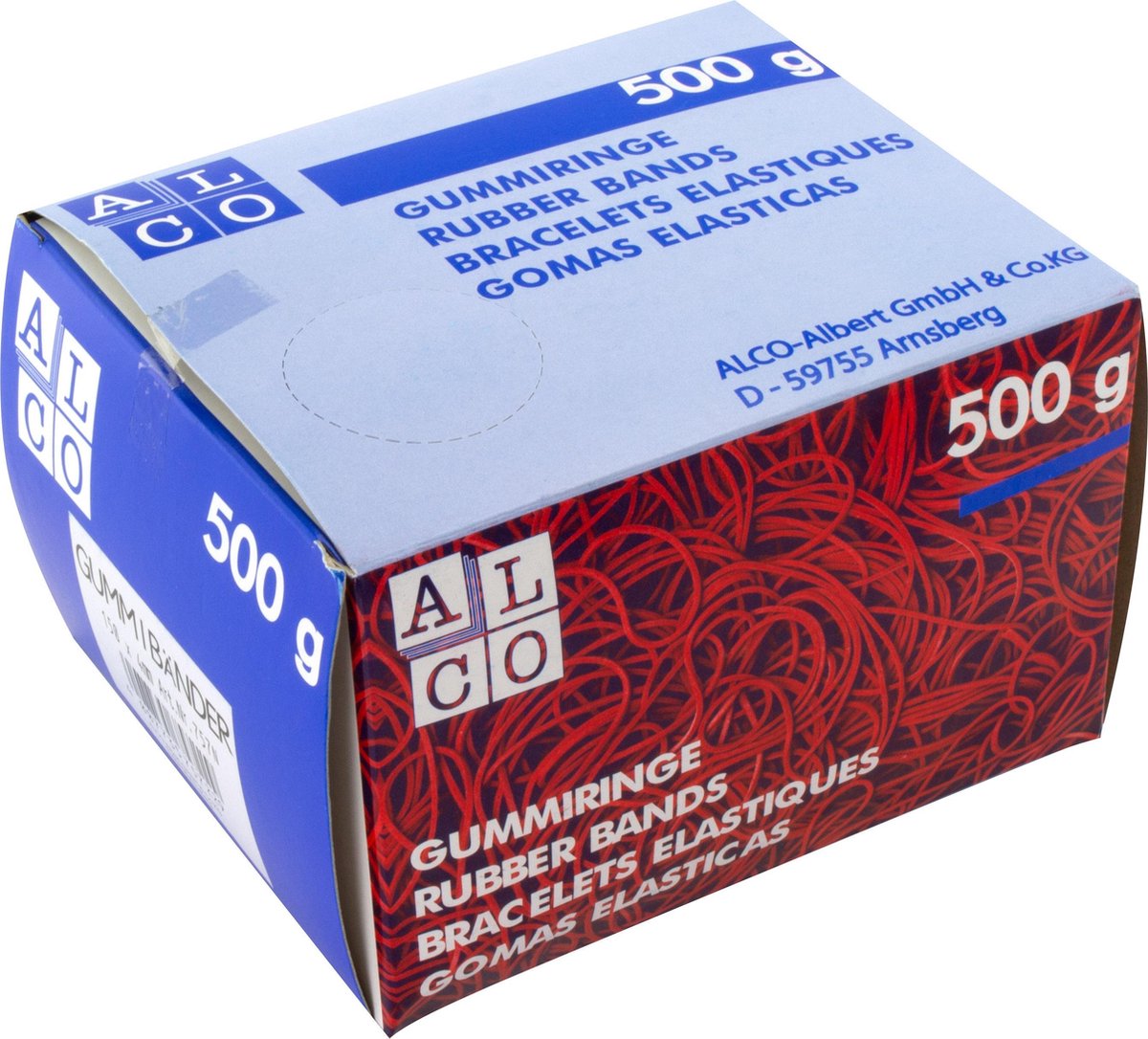 Alco elastieken 200x6mm 500 gram in doos natuur. al-757 2n