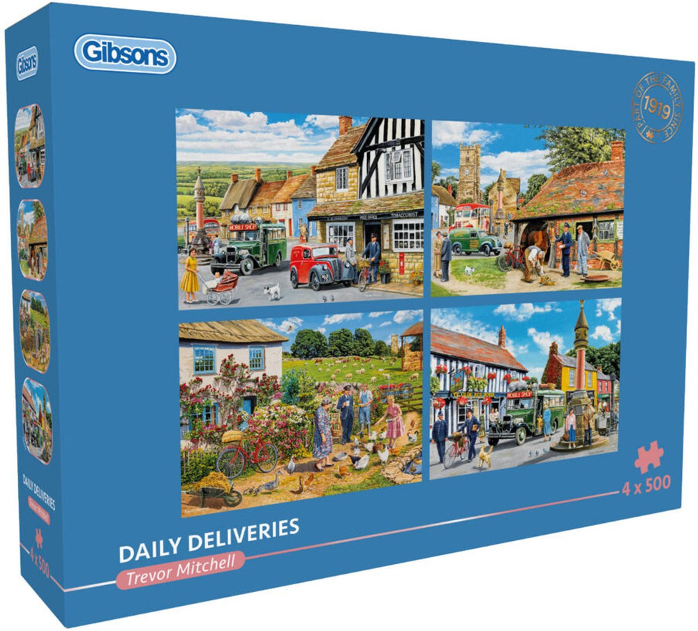 Gibsons legpuzzel daily deliveries 4x500 stukjes - steden en dorpen.