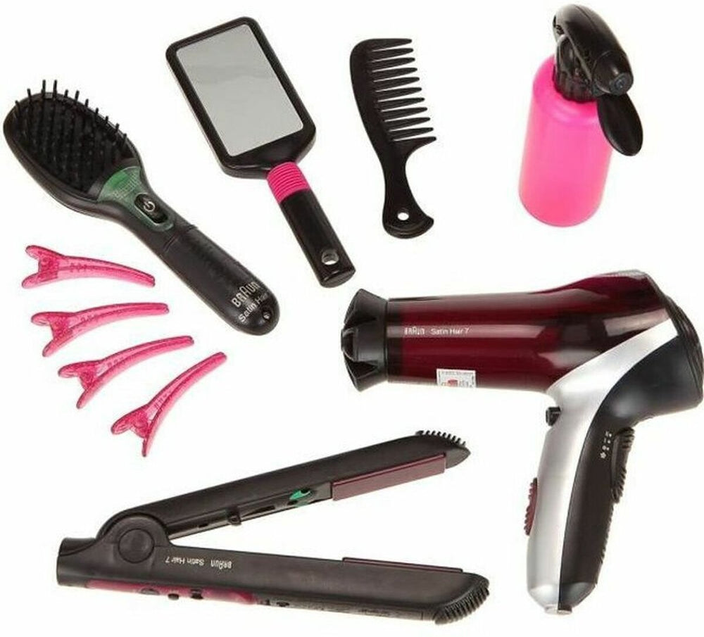 Klein toys braun satin hair 7 mega speelgoed kappersset - incl. accessoires - zwart - roze