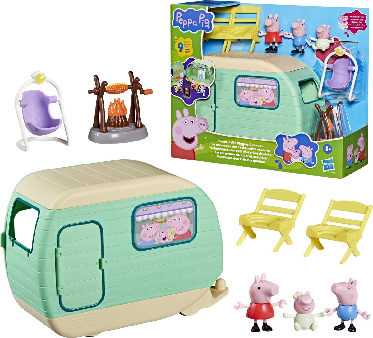 Peppa pig - drie kleine biggetjes caravan - speelset
