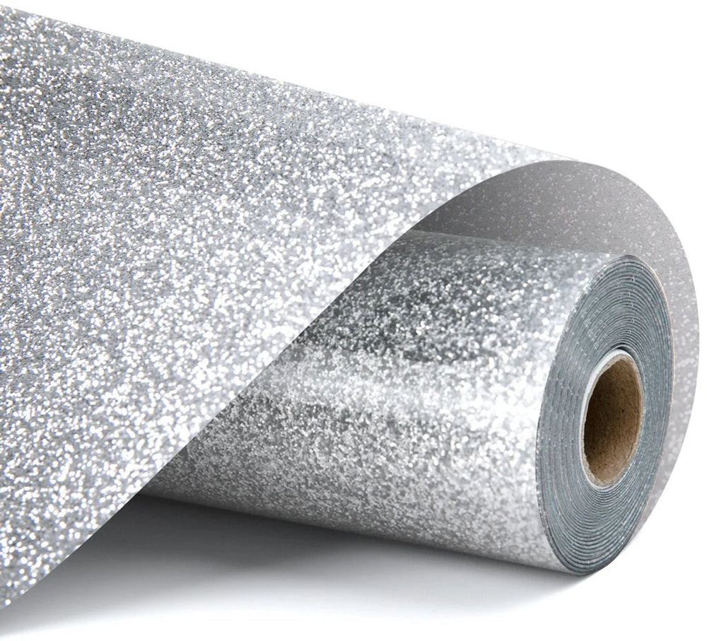 Loklik heat transfer vinyl glitter - silver - 30.5 x 90 cm
