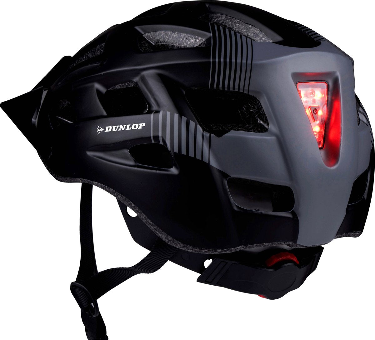 Dunlop fietshelm - mountainbike helm - maat l - verstelbaar 58-61cm - led verlichting - zwart