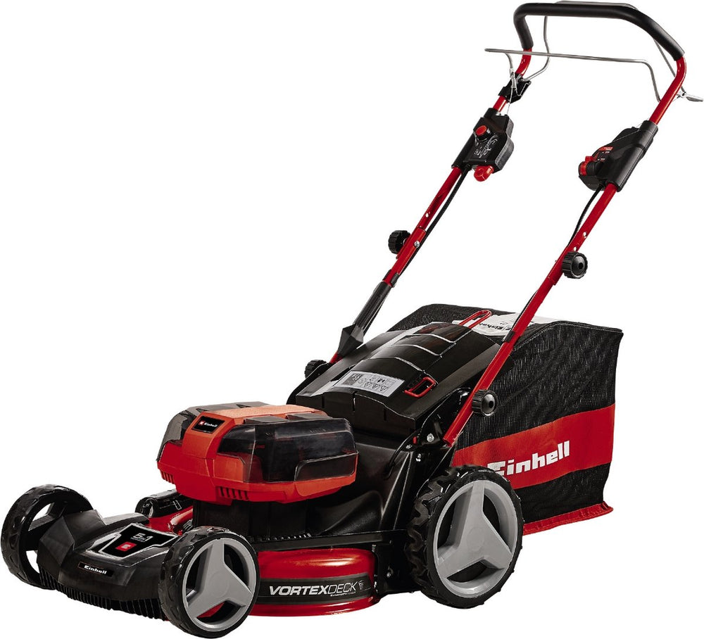 Einhell professional accu grasmaaier gp-cm 36 47 s hw li kit - power x-change - 36 v li-ion - maaibreedte: 47 cm - aanbevolen gazonoppervlakte: tot 700 m² - zelfrijdend - mulching functie - incl. 4x 4,0 ah accu en 2x twincharger