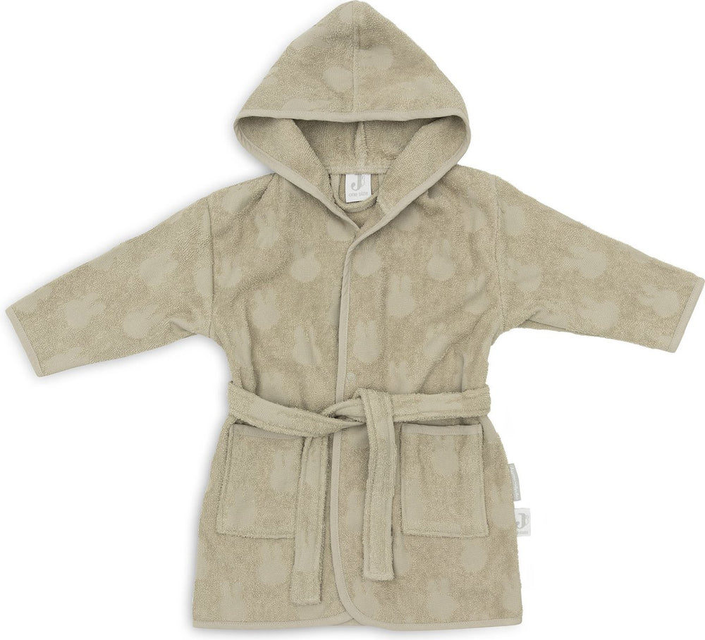 Jollein x nijntje - baby badjas badstof 3-4 jaar - badjas kinderen met capuchon - miffy jacquard - olive green