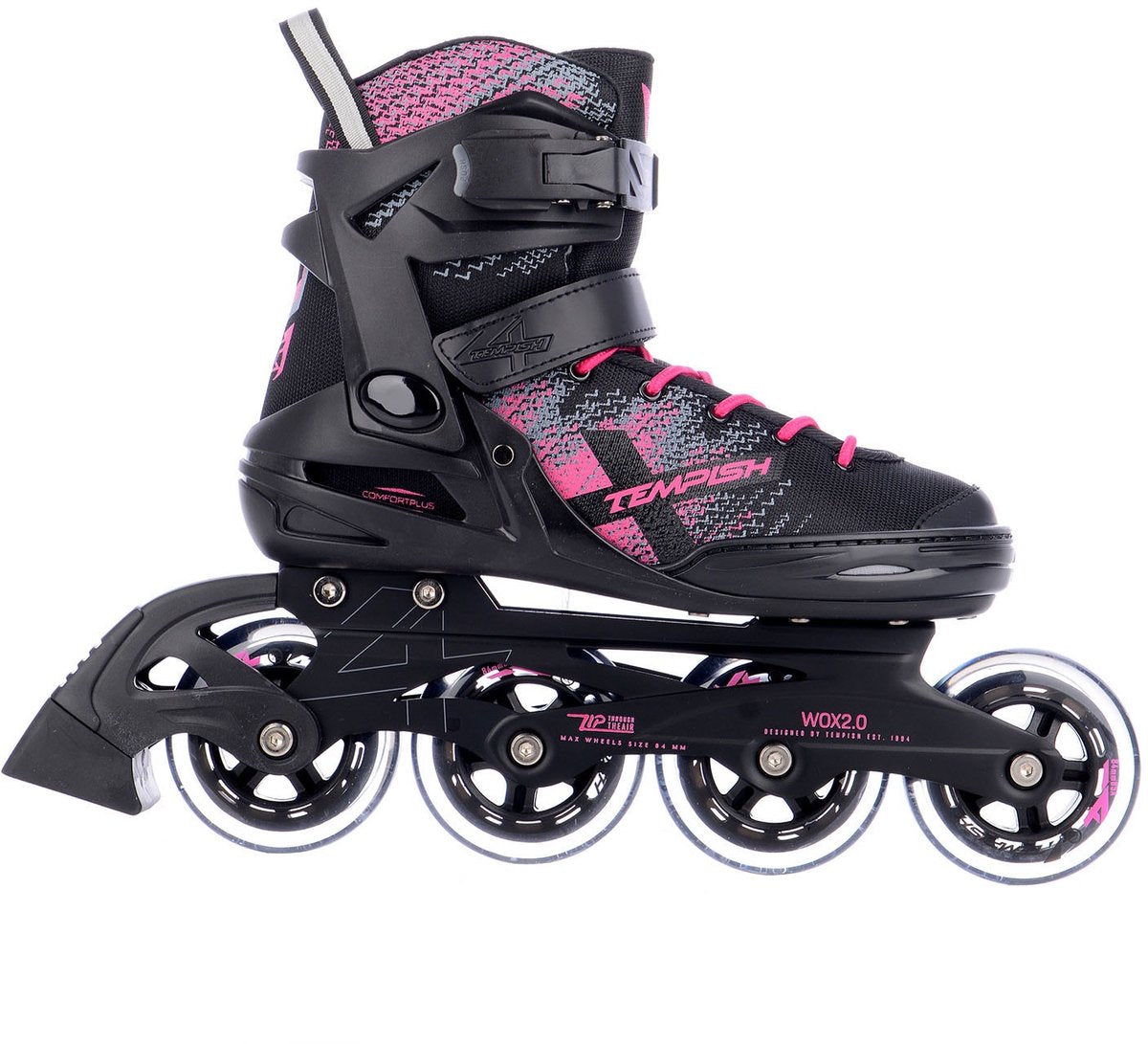 Tempish wox 2.0 lady inline skates - 84mm - fitness - zwart roze - maat 40