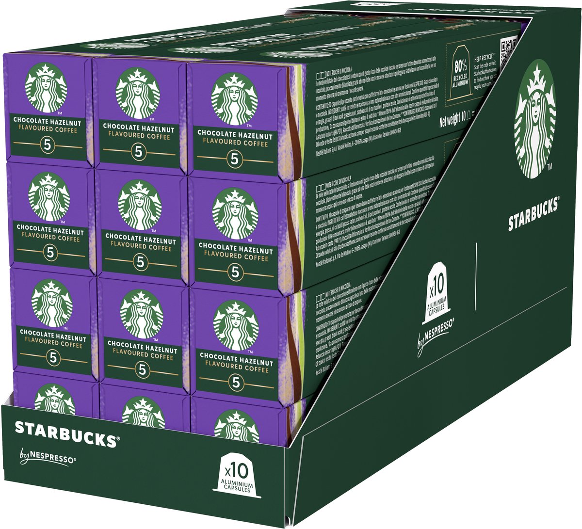 Starbucks by nespresso capsules chocolate hazelnut - 10 koffiecups x 12 doosjes