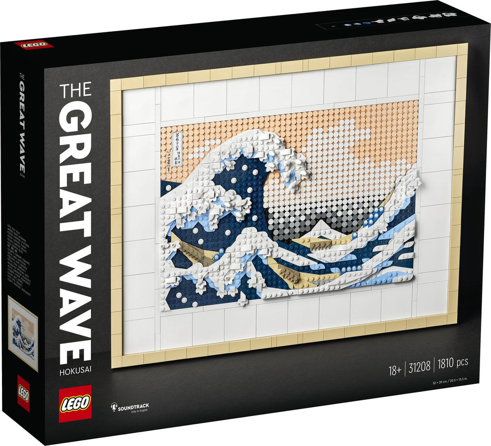 Lego art hokusai – de grote golf, 3d wanddecoratie knutselpakket voor volwassenen - 31208