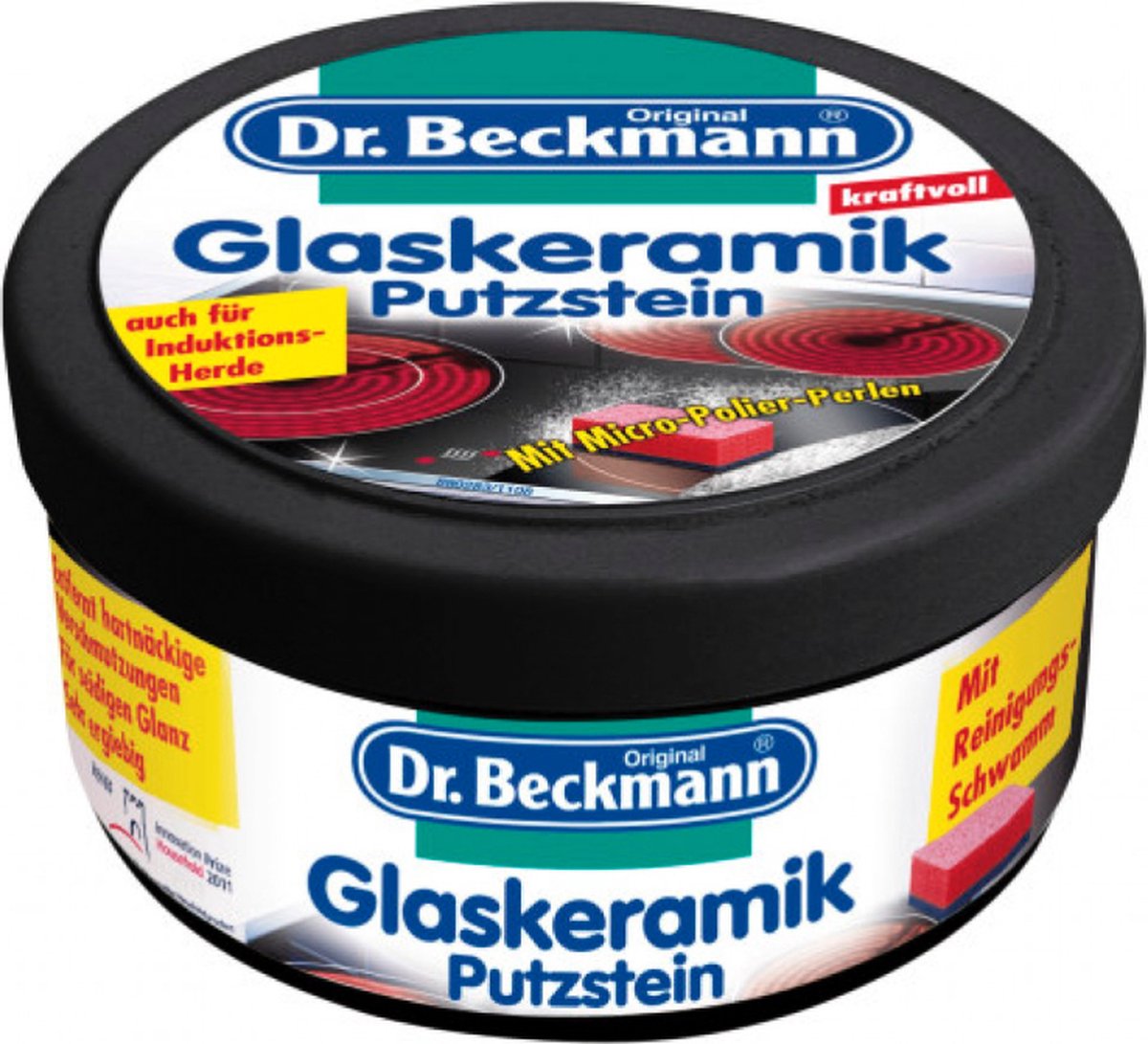 Dr. beckmann glazen keramiek inductie reinigingssteen - inclusief spons binnenin - krachtige reiniger - 250gr