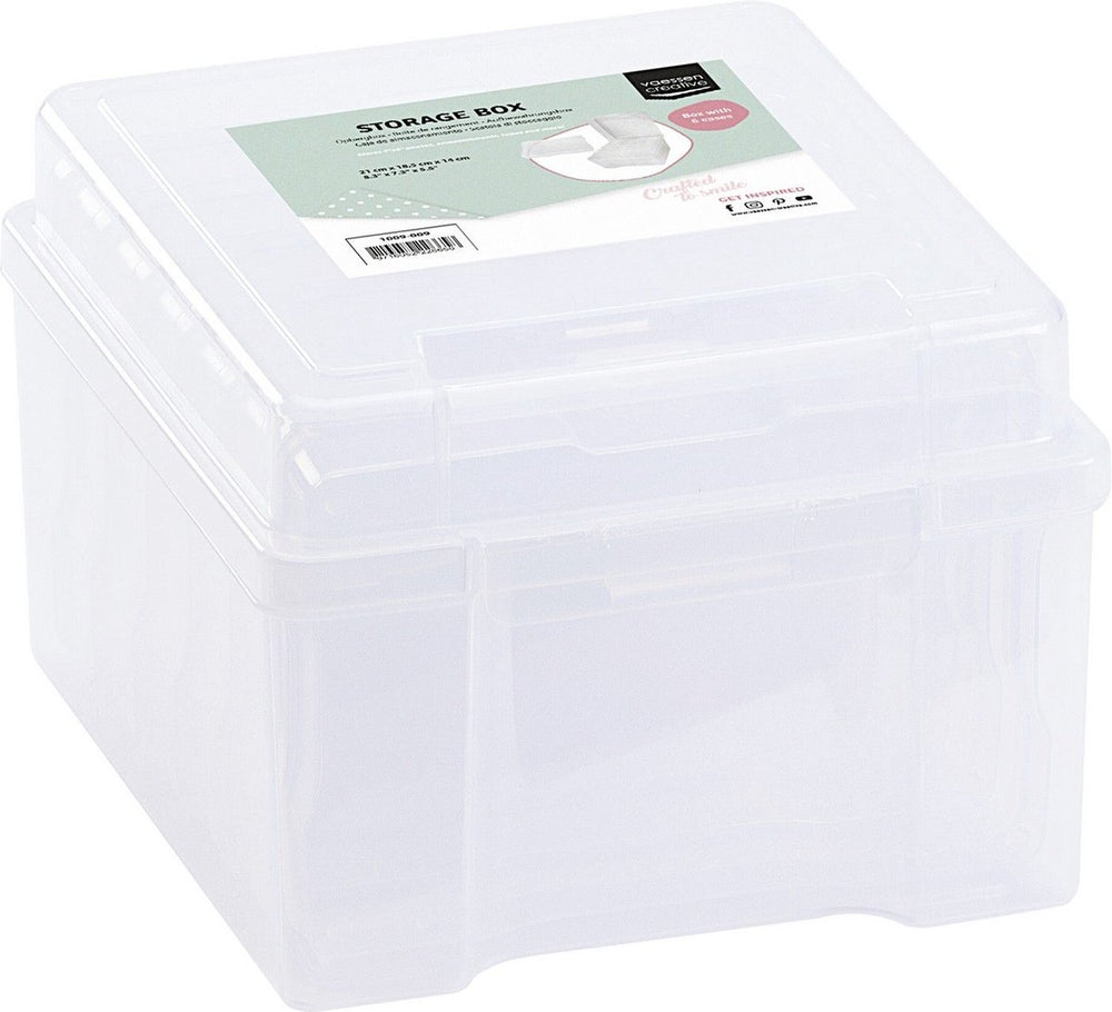 Vaessen creative opbergbox – 21 x 18,5 x 14 cm – incl. 6 cassettes