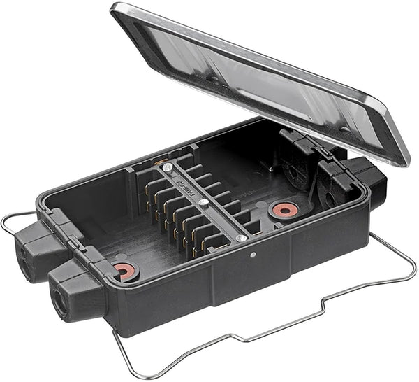 Proplus kabelverbindingsdoos 8 x 4-polig 17,1 x 9,3 x 3,3 cm – voor elektrische kabelverbindingen – aluminium afdekplaat – zwart