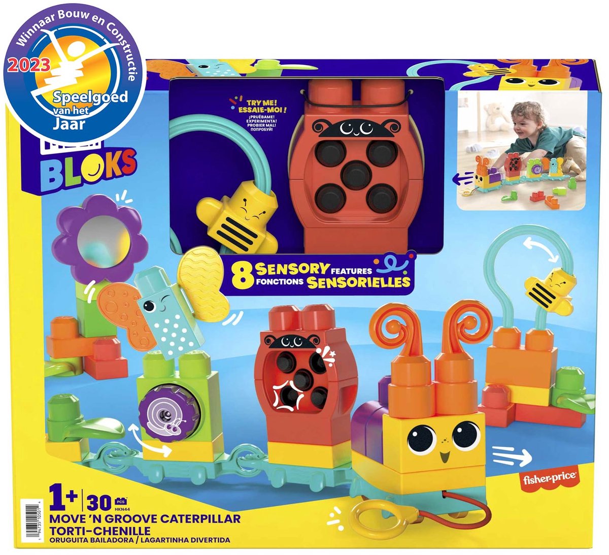 Mega Bloks Move'N Groove Caterpillar Bouwset, 30dlg.