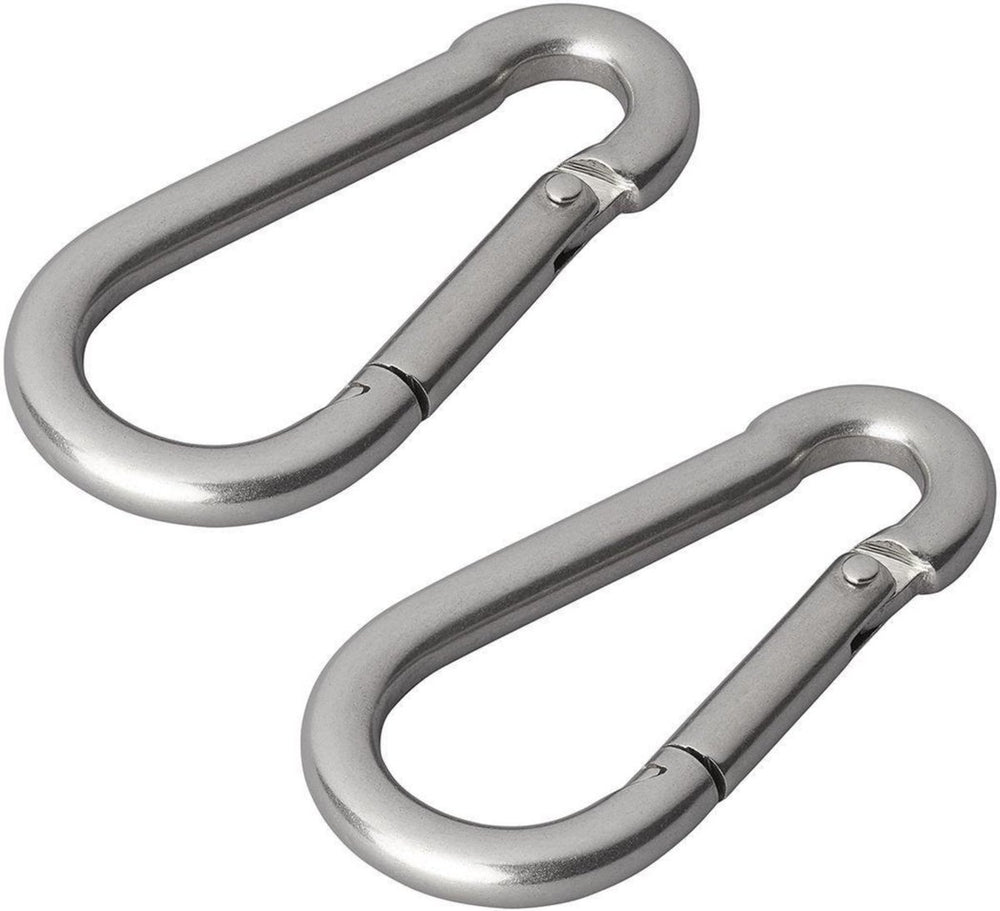 Proplus karabijnhaak - rvs - 8 x 80 mm - 2 stuks - chroom