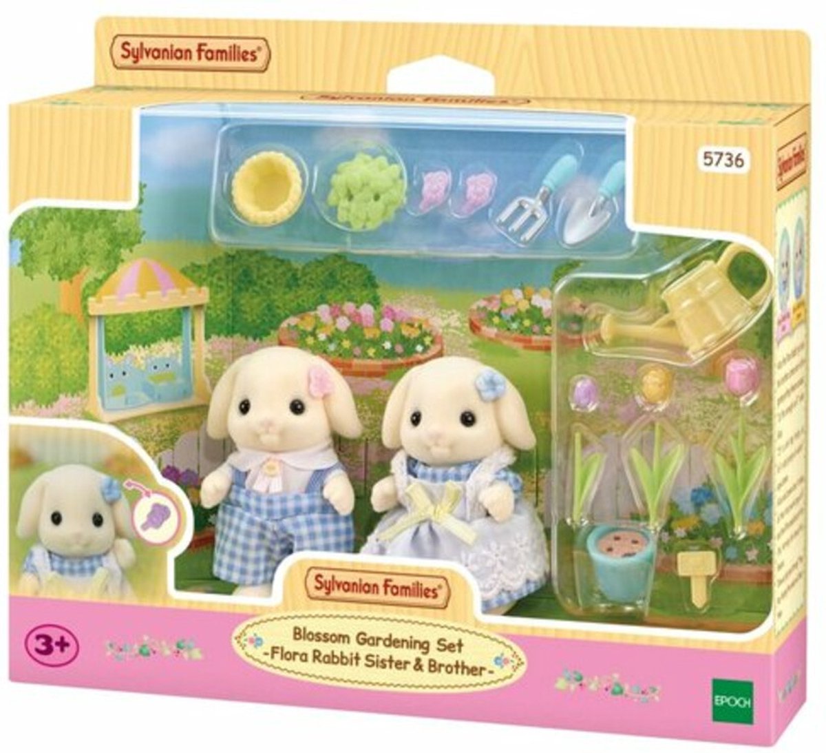 Epoch Sylvanian families tuin en bloemen hangoorkonijn broer zus