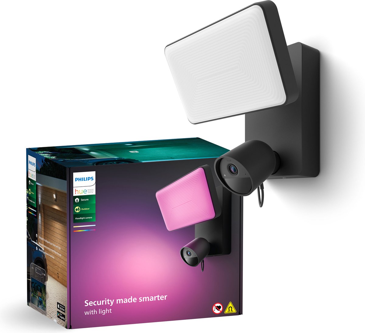 Philips hue secure verstraler met beveiligingscamera - zwart