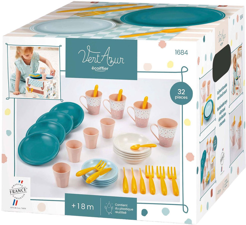 Ecoiffier picknick speelset met ingrediënten picknickmand, 32dlg.