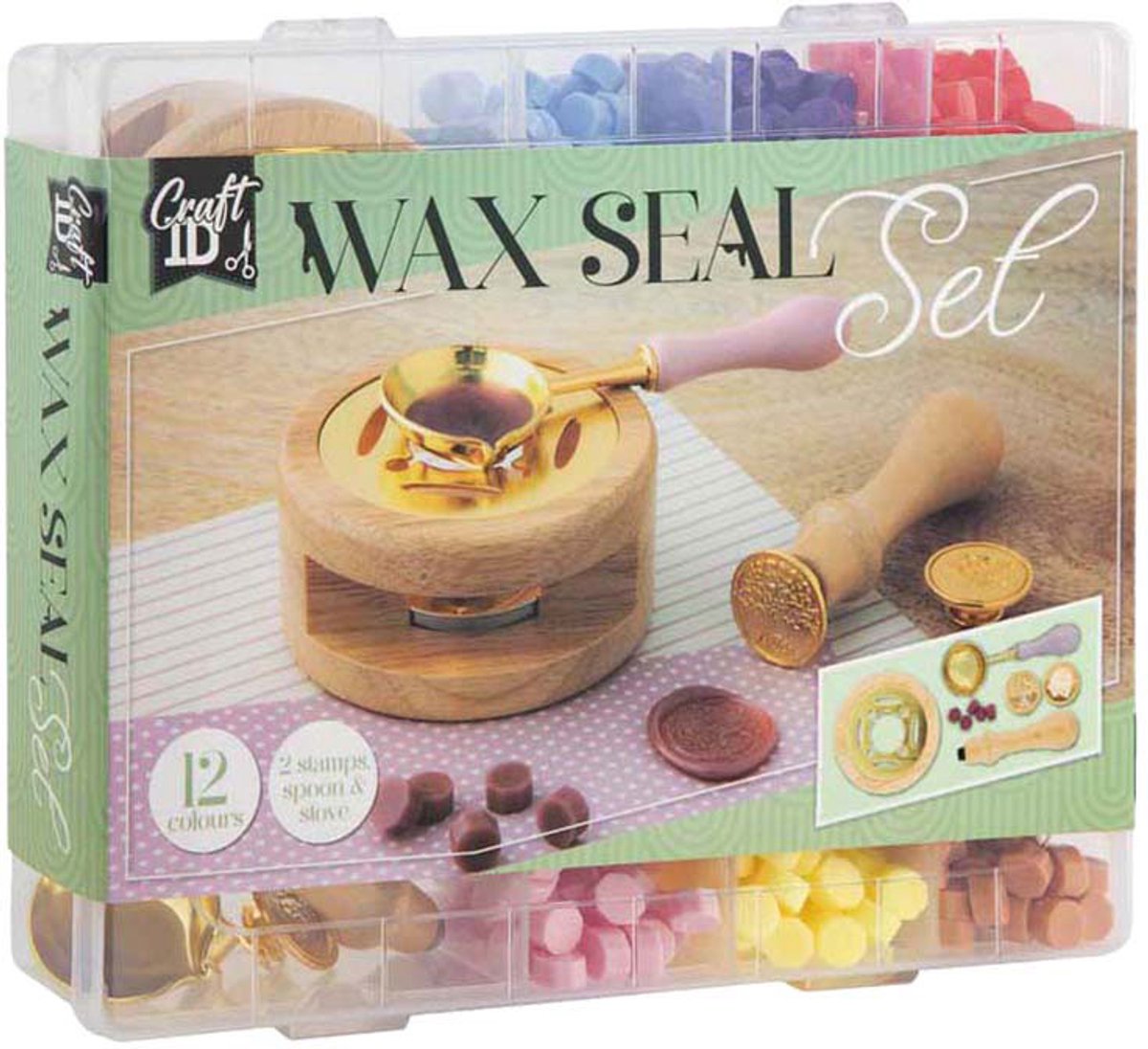 Creative craft group lakzegel set - incl. 12 kleuren, 2 stempels lepel